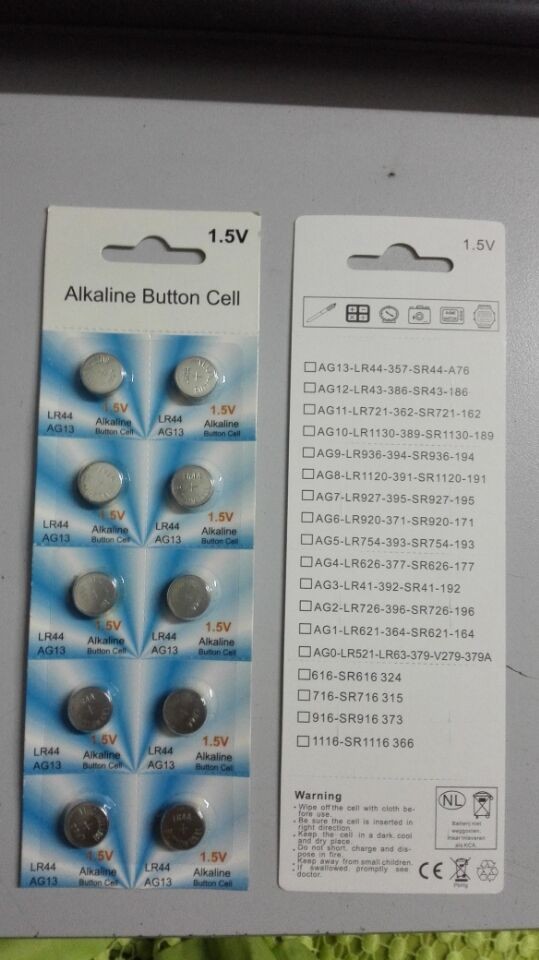 AG13/ LR44 A76 LR1154 1.5V alkaline button cell battery for watch