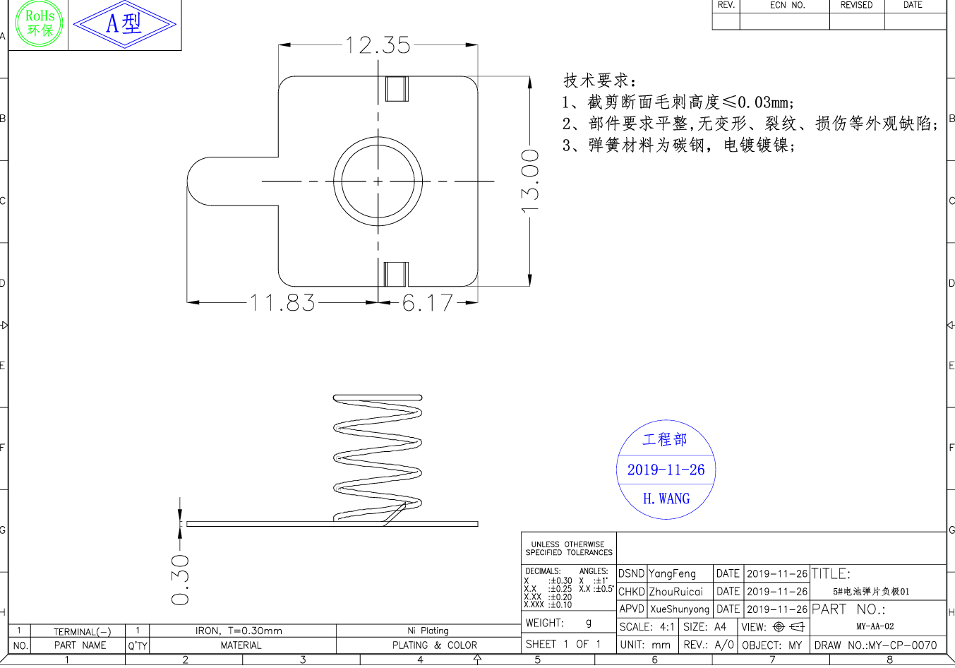 LR03 LR6 AA AAA size dry battery contacts  aa aaa Negative Positive contacts